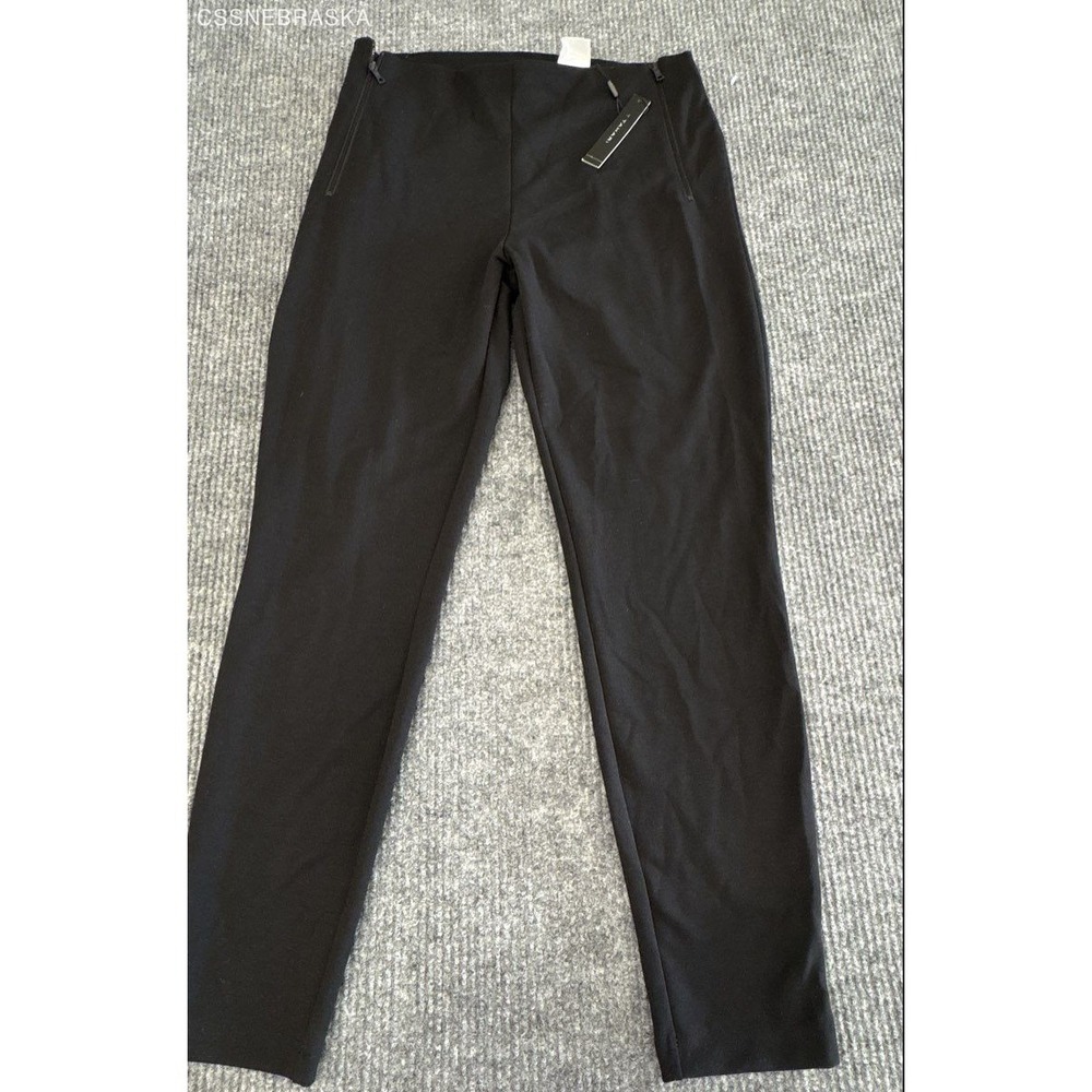 T Tahari Women's Brina Pant Black Side Zip Stretch Slim Leg Sz L NWT